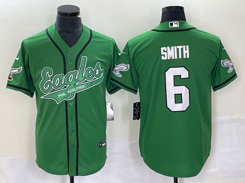 Men Philadelphia Eagles #6 Smith Green Co Branding Game NFL Jersey style 1